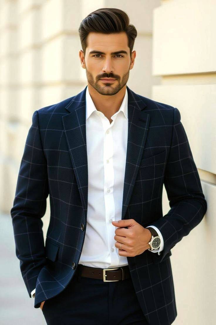 A tailored overcoat and suit silhouette.